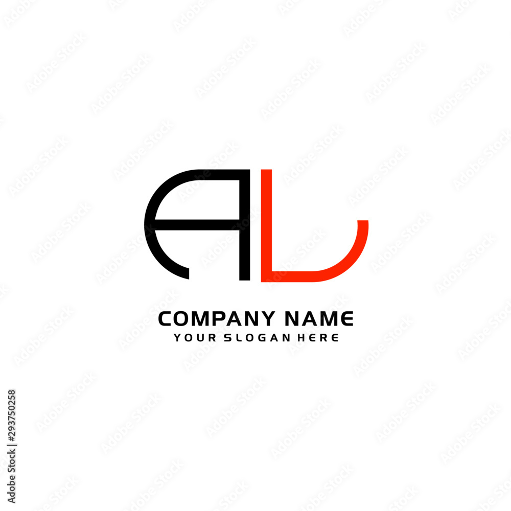 Icon Design Logo Letters AL Minimalist, oval-shaped logo, with colors, black, green, orange