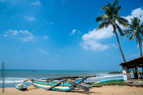 Vászonkép Traditional fishing boats known as Oruva at Negombo beach, Negombo, Gampaha Di