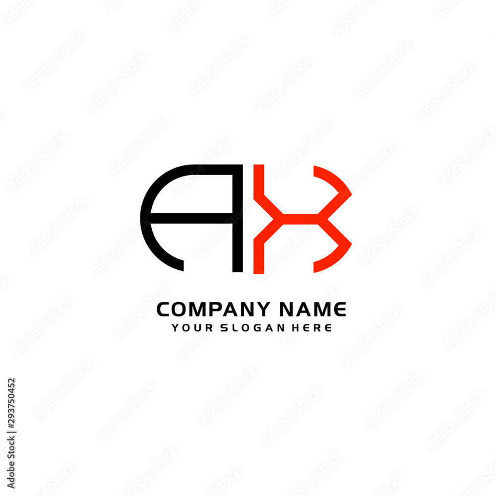 Icon Design Logo Letters AX Minimalist, oval-shaped logo, with colors, black, green, orange