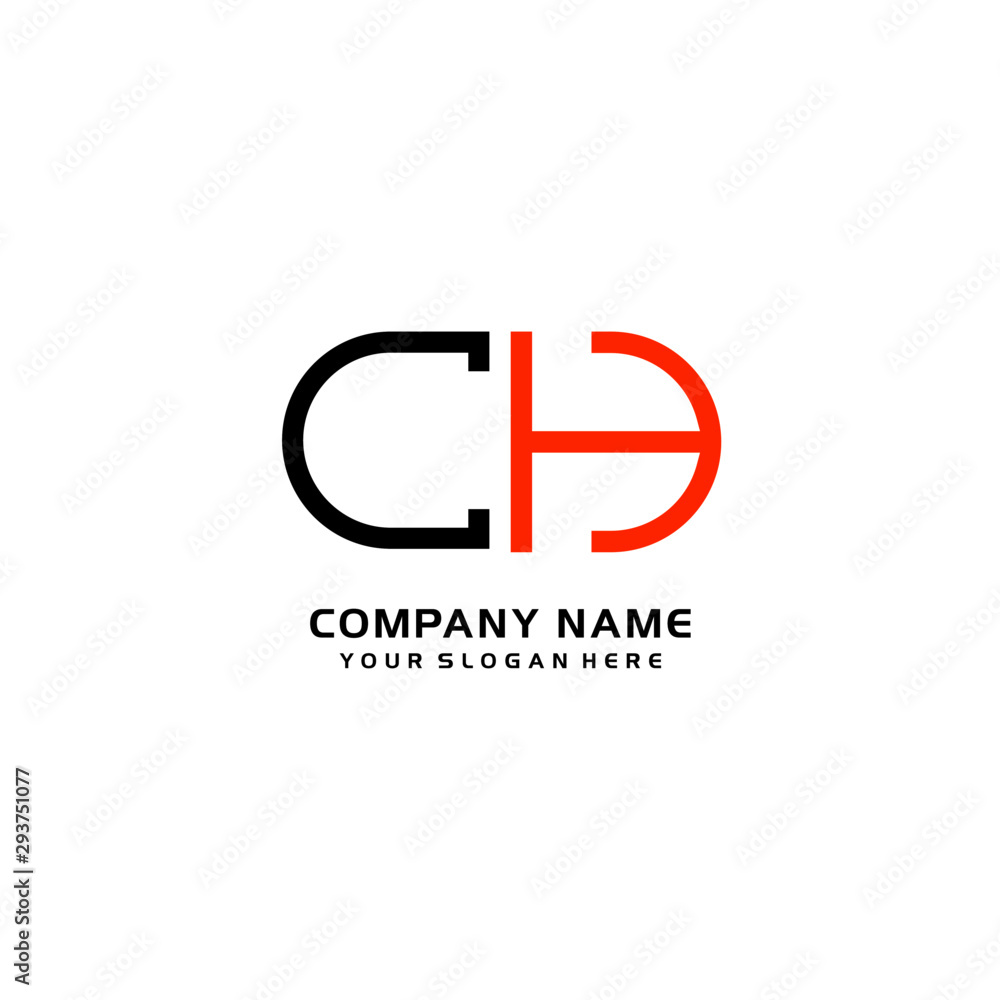 Icon Design Logo Letters CH Minimalist, oval-shaped logo, with colors, black, green, orange