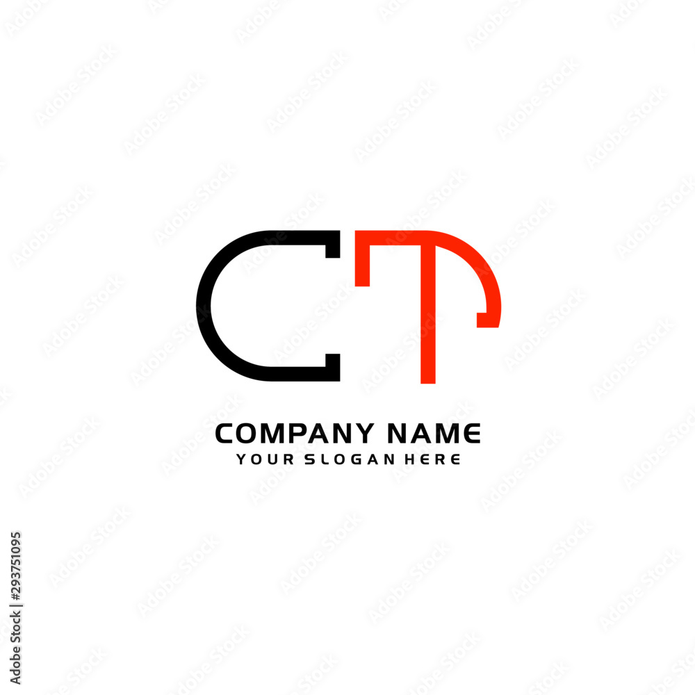 Icon Design Logo Letters CT Minimalist, oval-shaped logo, with colors, black, green, orange