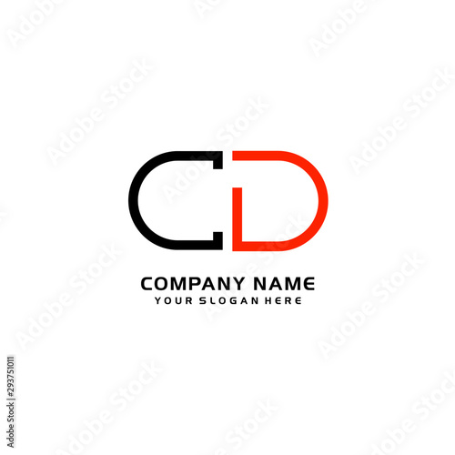 Icon Design Logo Letters CD Minimalist, oval-shaped logo, with colors, black, green, orange