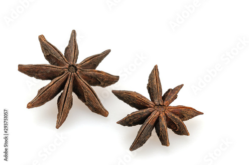Star anise star on a white background.