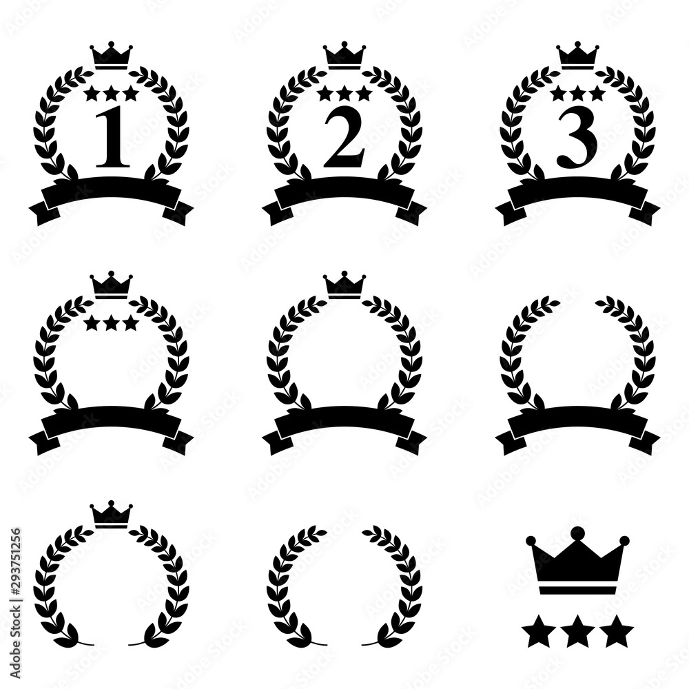月桂樹フレームアイコン ランキング 黒 セット Stock Vector Adobe Stock 月桂樹フレームアイコン ランキング 黒 セット Stock Vector Adobe Stock