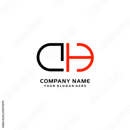 Icon Design Logo Letters DH Minimalist, oval-shaped logo, with colors, black, green, orange