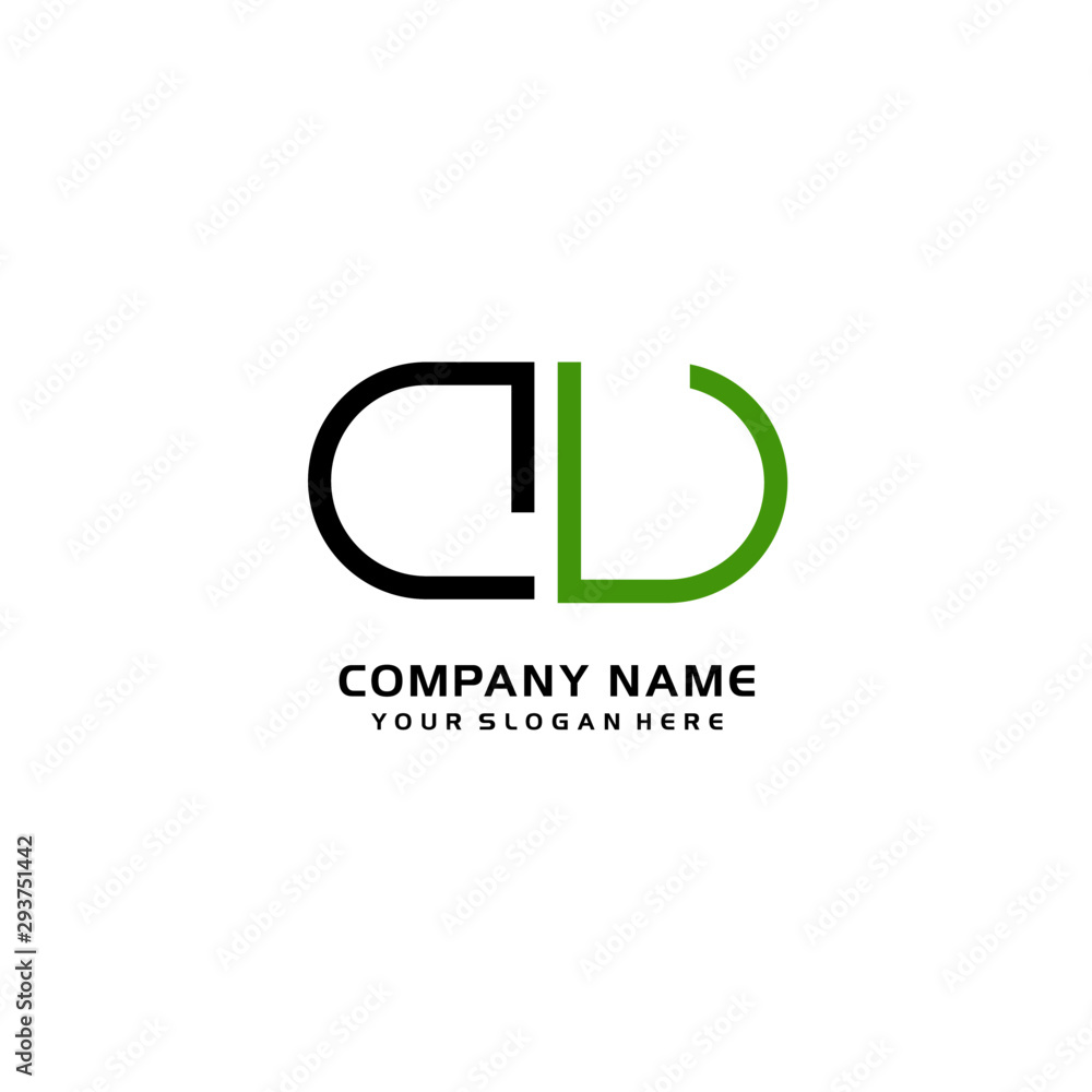 Icon Design Logo Letters DU Minimalist, oval-shaped logo, with colors, black, green, orange Icon Design Logo Letters DU Minimalist, oval-shaped logo, with colors, black, green, orange