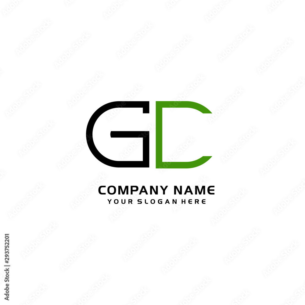 Icon Design Logo Letters GC Minimalist, oval-shaped logo, with colors, black, green, orange Icon Design Logo Letters GC Minimalist, oval-shaped logo, with colors, black, green, orange