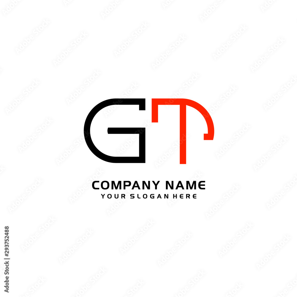 Icon Design Logo Letters GT Minimalist, oval-shaped logo, with colors, black, green, orange Icon Design Logo Letters GT Minimalist, oval-shaped logo, with colors, black, green, orange