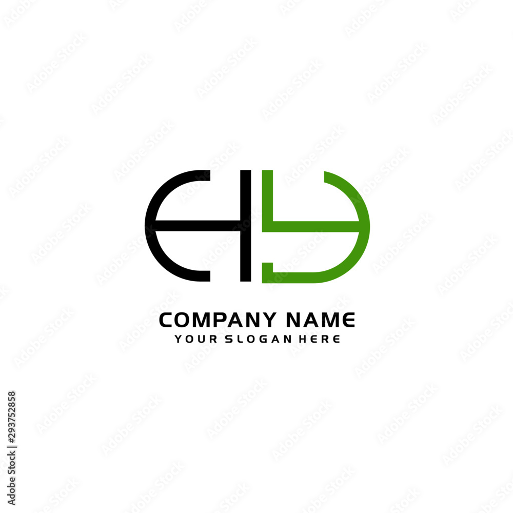Icon Design Logo Letters HY Minimalist, oval-shaped logo, with colors, black, green, orange Icon Design Logo Letters HY Minimalist, oval-shaped logo, with colors, black, green, orange