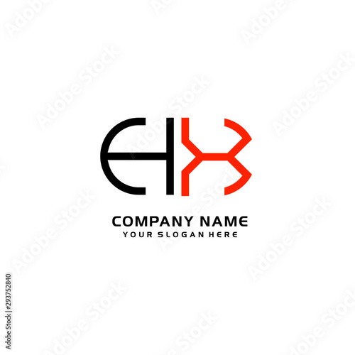 Icon Design Logo Letters HX Minimalist  oval-shaped logo  with colors  black  green  orange