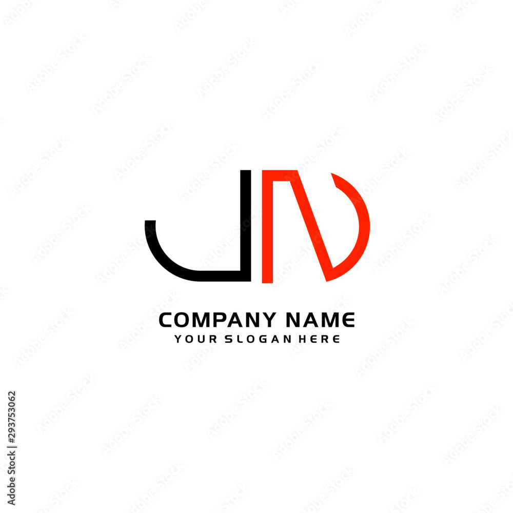 Icon Design Logo Letters JN Minimalist, oval-shaped logo, with colors, black, green, orange