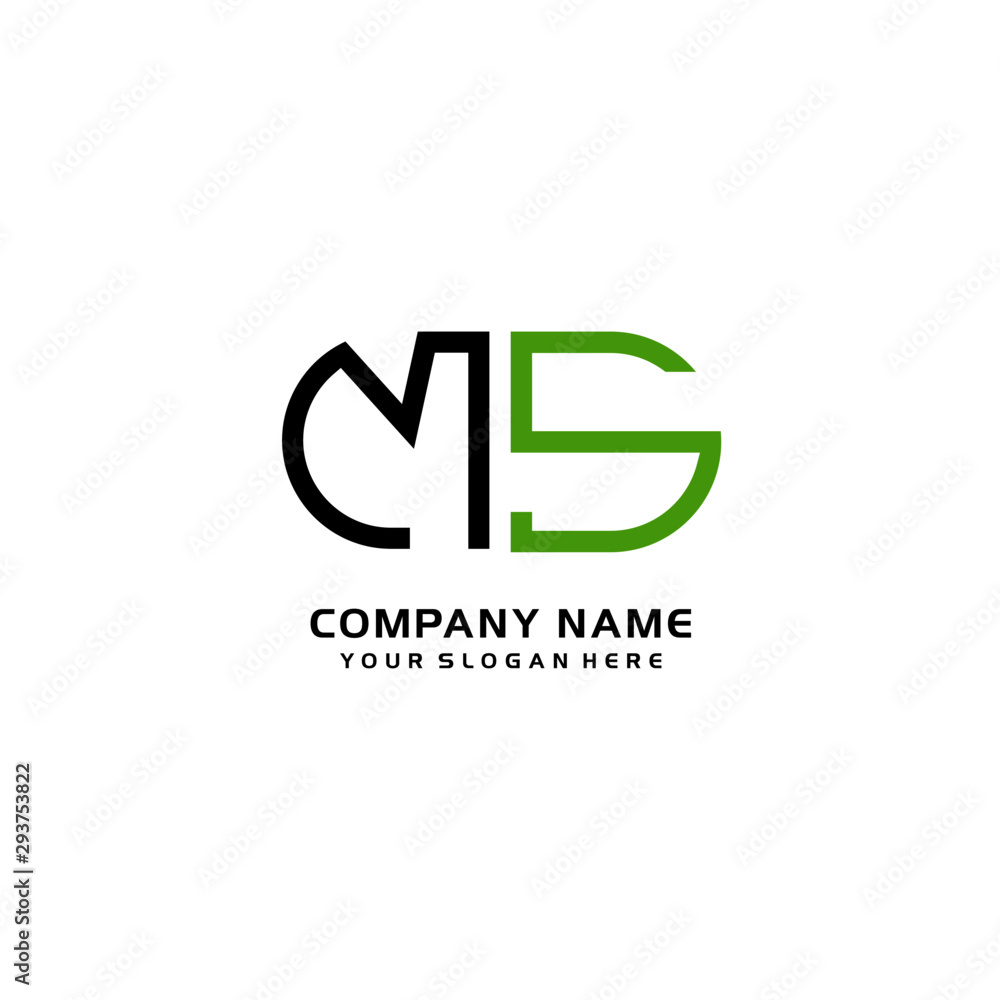 Icon Design Logo Letters MS Minimalist, oval-shaped logo, with colors, black, green, orange Icon Design Logo Letters MS Minimalist, oval-shaped logo, with colors, black, green, orange