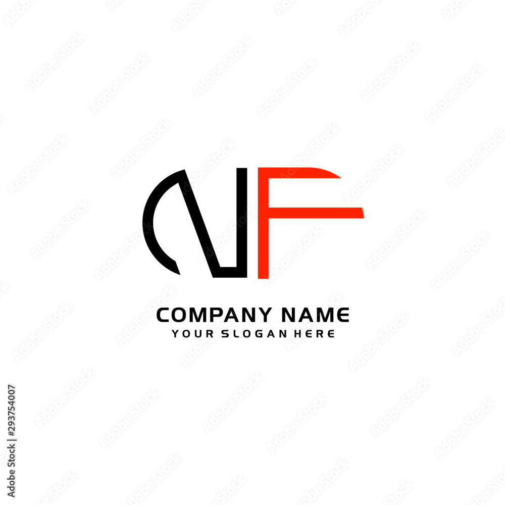 Icon Design Logo Letters NF Minimalist, oval-shaped logo, with colors, black, green, orange Icon Design Logo Letters NF Minimalist, oval-shaped logo, with colors, black, green, orange