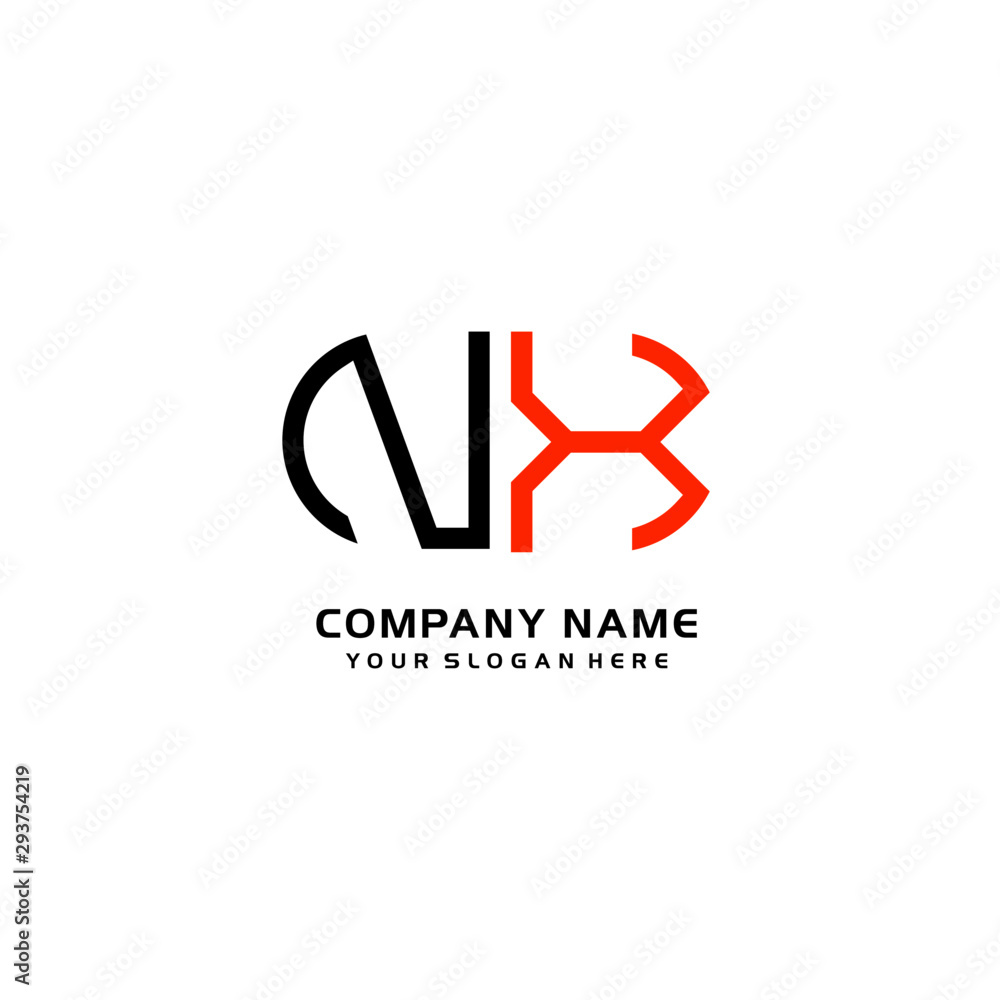 Icon Design Logo Letters NX Minimalist, oval-shaped logo, with colors, black, green, orange Icon Design Logo Letters NX Minimalist, oval-shaped logo, with colors, black, green, orange