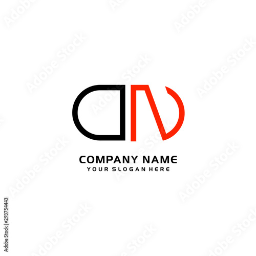 Icon Design Logo Letters ON Minimalist, oval-shaped logo, with colors, black, green, orange