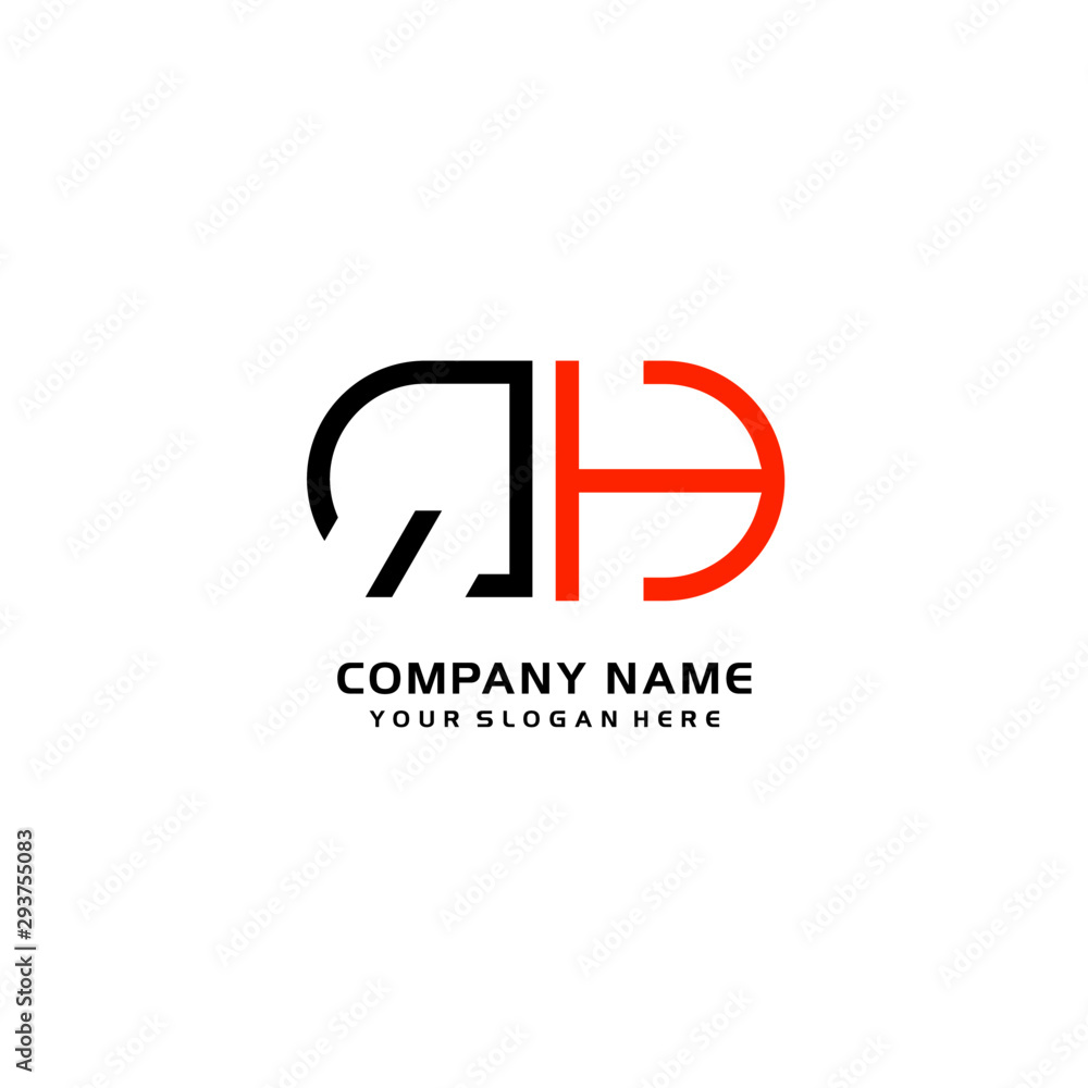 Icon Design Logo Letters QH Minimalist, oval-shaped logo, with colors, black, green, orange Icon Design Logo Letters QH Minimalist, oval-shaped logo, with colors, black, green, orange