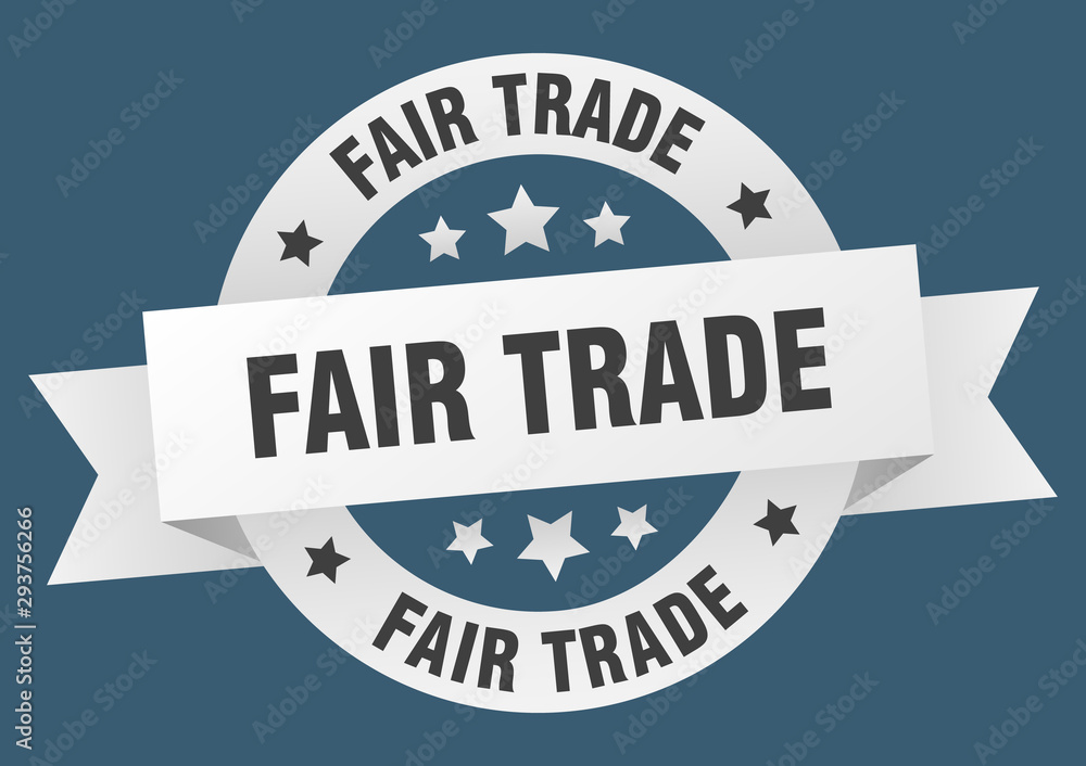 Fototapeta premium fair trade ribbon. fair trade round white sign. fair trade