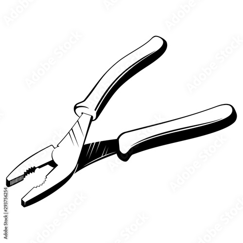 Pliers vector illustration. Hand tools for repair and construction.  Carpentry vintage tool.