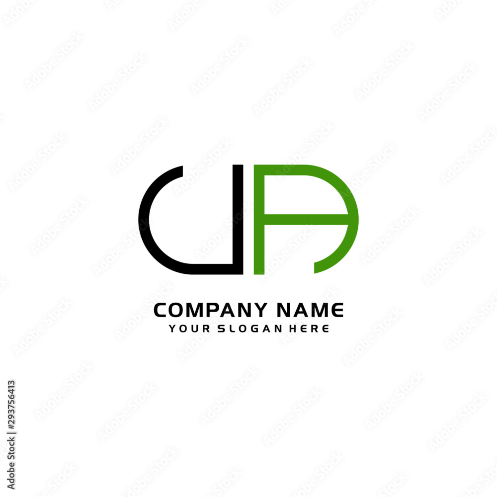 Icon Design Logo Letters UA Minimalist, oval-shaped logo, with colors, black, green, orange Icon Design Logo Letters UA Minimalist, oval-shaped logo, with colors, black, green, orange
