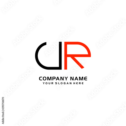 Icon Design Logo Letters UR Minimalist, oval-shaped logo, with colors, black, green, orange