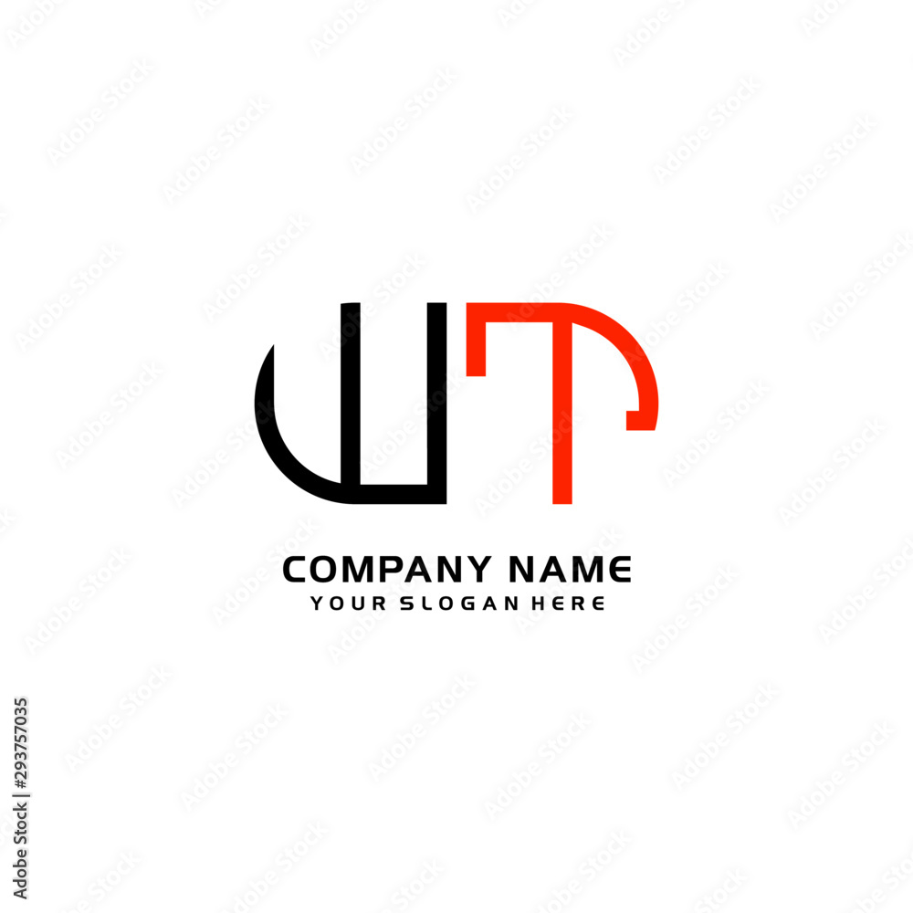 Icon Design Logo Letters WT Minimalist, oval-shaped logo, with colors, black, green, orange Icon Design Logo Letters WT Minimalist, oval-shaped logo, with colors, black, green, orange