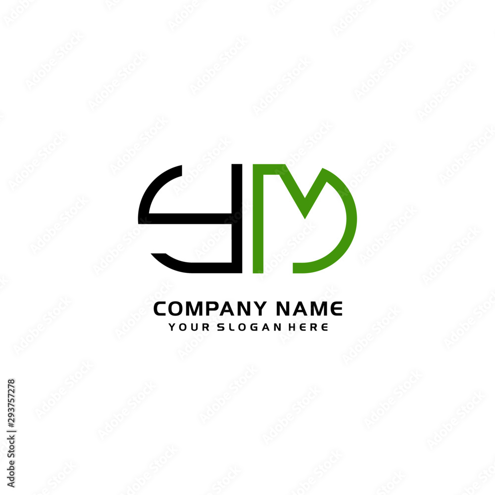 Icon Design Logo Letters YM Minimalist, oval-shaped logo, with colors, black, green, orange Icon Design Logo Letters YM Minimalist, oval-shaped logo, with colors, black, green, orange