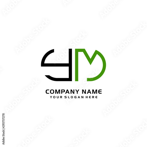 Free Download Icon Design Logo Letters YM Minimalist, oval-shaped logo, with colors, black, green, orange - GFXLoad