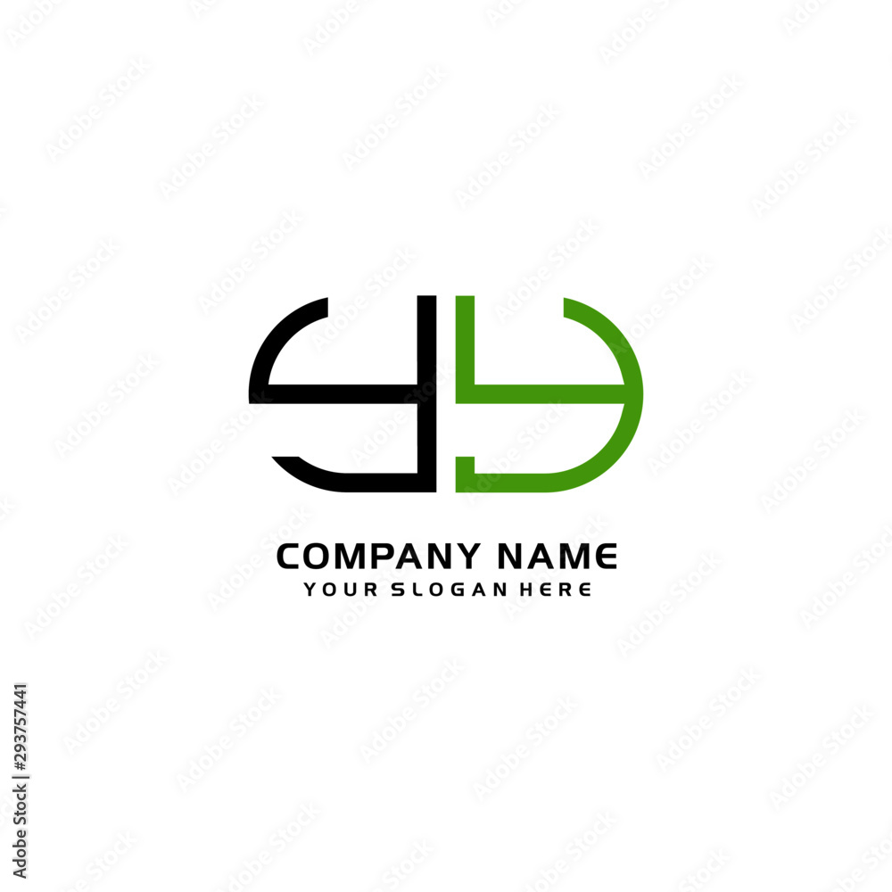 Icon Design Logo Letters YY Minimalist, oval-shaped logo, with colors, black, green, orange Icon Design Logo Letters YY Minimalist, oval-shaped logo, with colors, black, green, orange