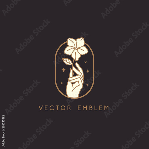 Hands with flower and stars - symbol for cosmetics, jewellery, beauty products