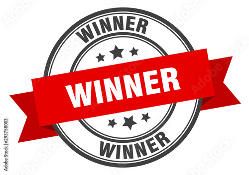 winner label. winner red band sign. winner