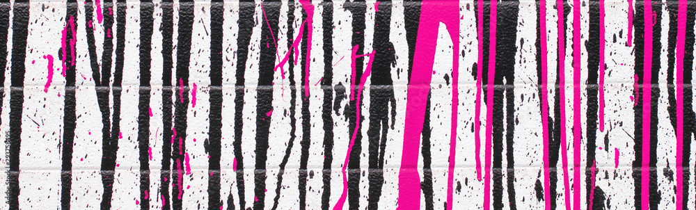Abstract red and black paint drips on a white background,banner.