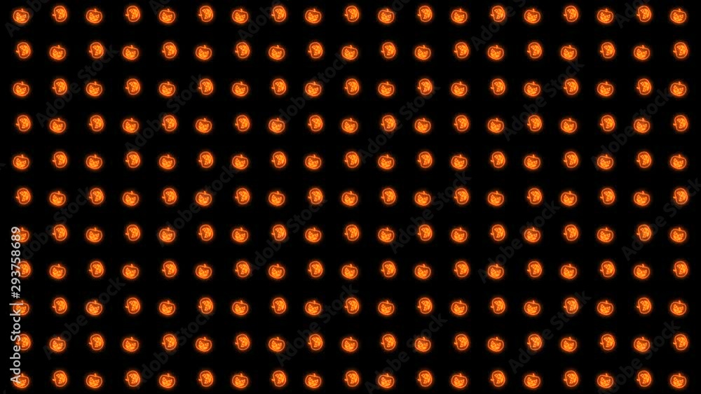 Neon Halloween Pumpkin in Glowing Orange Dancing Tiled Looping Motion Graphics 45 degrees Neon Halloween Pumpkin in Glowing Orange Dancing Tiled Looping Motion Graphics 45 degrees