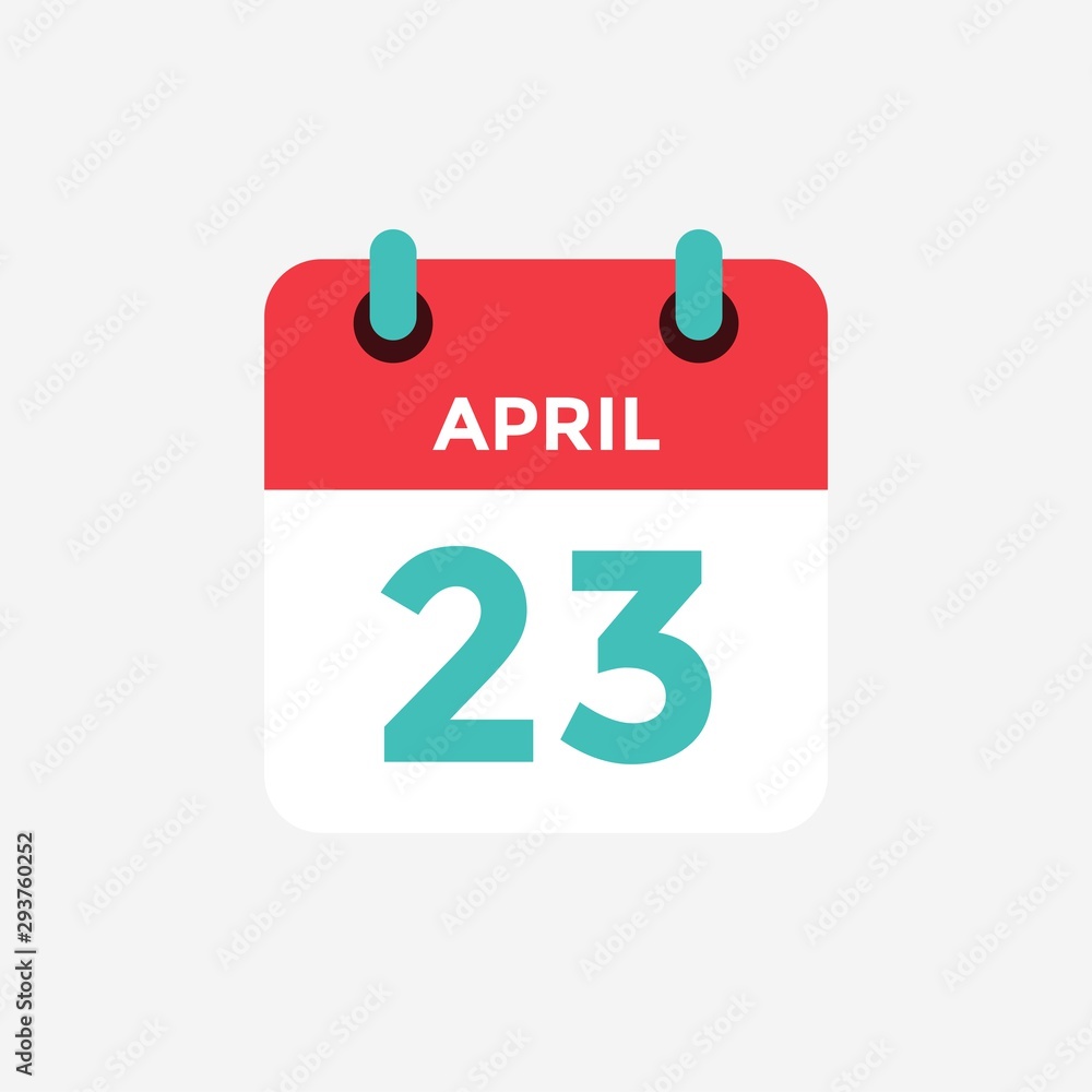 Flat icon calendar 23 of April. Date, day and month. Vector illustration. Flat icon calendar 23 of April. Date, day and month. Vector illustration.