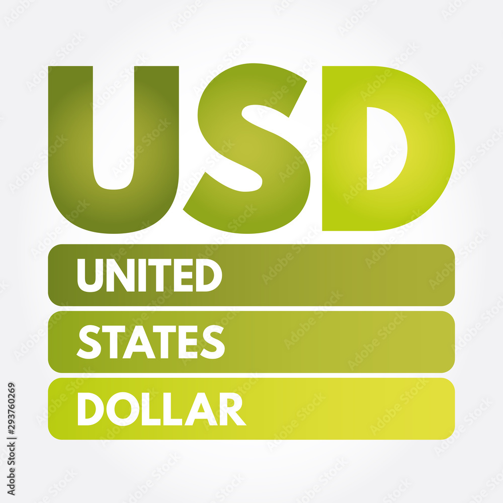 USD - United States Dollar acronym, business concept background USD - United States Dollar acronym, business concept background