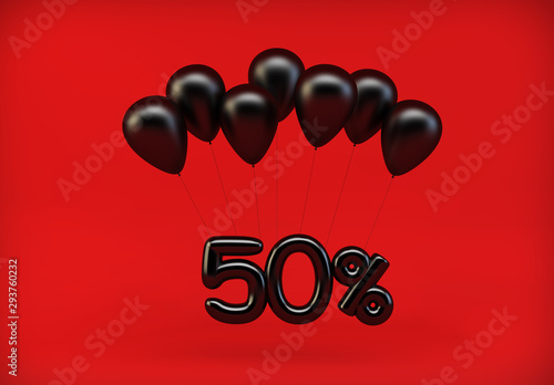 50% discount hanging from balloons photo