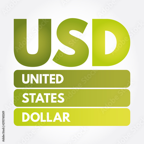 USD - United States Dollar acronym, business concept background