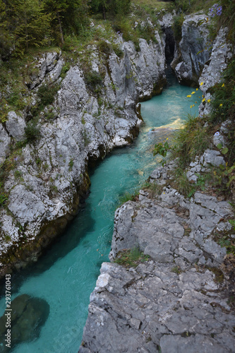 Velika Korita oder große Schlucht von Soca-Fluss, Bovec, Slowenien. Julianische Alpen.