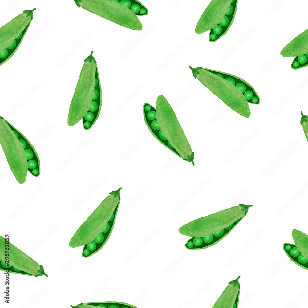 Seamless pattern fresh vegetables peas watercolor illustration vegetarianism cooking ingredients Seamless pattern fresh vegetables peas watercolor illustration vegetarianism cooking ingredients