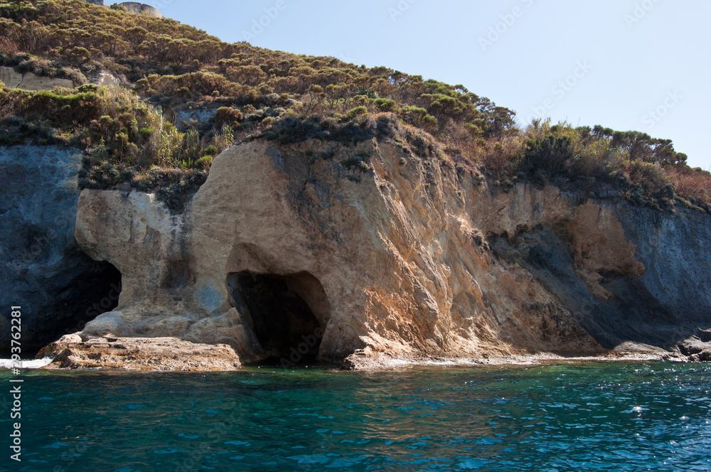 The caves of the island of Ponza in central Italy. The caves of the Mediterranean sea.