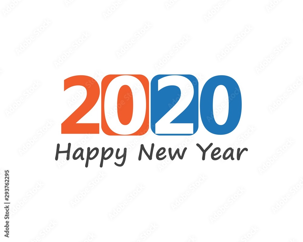 Happy new Year 2020 text, number design template icon Happy new Year 2020 text, number design template icon