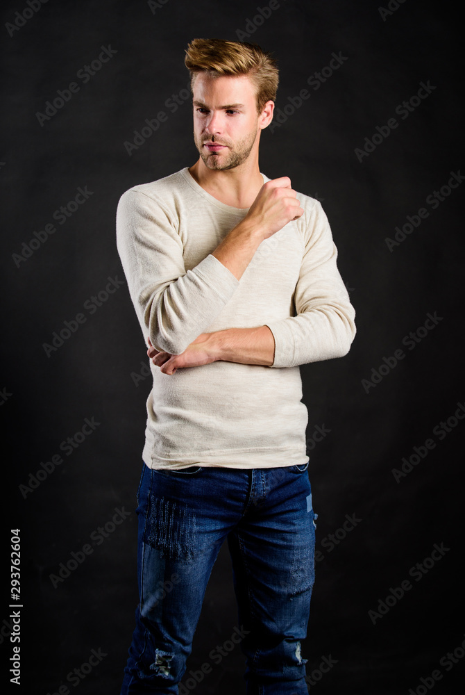 Used to look perfect. male fashion. Man trendy look. fashion model. Casual style. Mens sexuality. male grooming. Unshaven guy. Guy in denim clothes. handsome man. Confidence and charisma Used to look perfect. male fashion. Man trendy look. fashion model. Casual style. Mens sexuality. male grooming. Unshaven guy. Guy in denim clothes. handsome man. Confidence and charisma