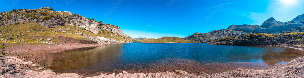 Panoramic one autumn afternoon at the Ibon de Estanes in the Pyrenees. Spain