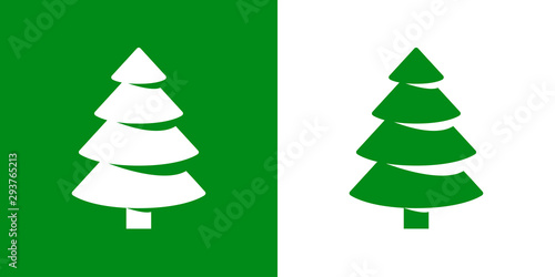 Logotipo con árbol abstracto cónico con ramas y espacio negativo verde y blanco