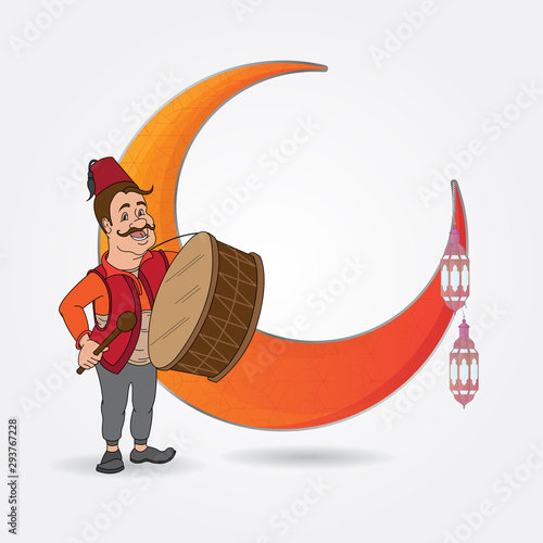 Ramadan drummer illustration drawing character vector