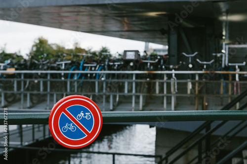 No bicycle or moped park sing in Amsterdam