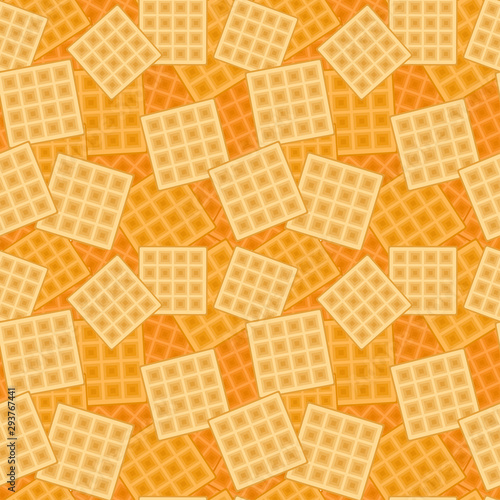 Seamless background with mall waffels. Vector texture