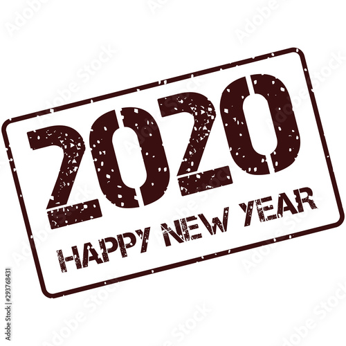 2020 happy new year stamp