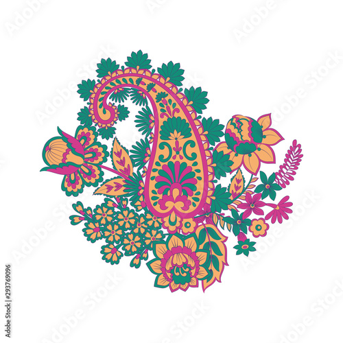 Paisley Damask ornament. Isolated Vector illustration