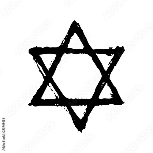 Vintage style star of David symbol. Hand draw vector illustration.