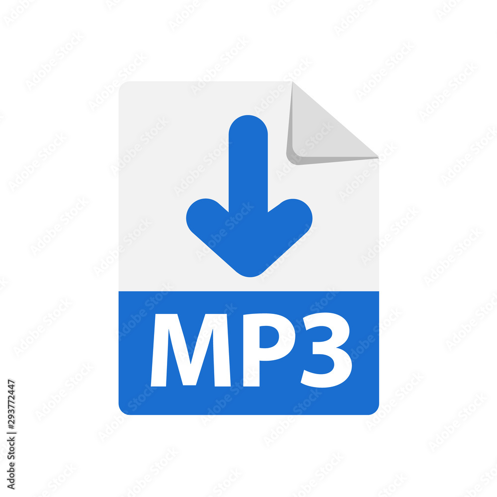 Vector blue icon MP3. File format extensions icon. flat design style. Vector blue icon MP3. File format extensions icon. flat design style.